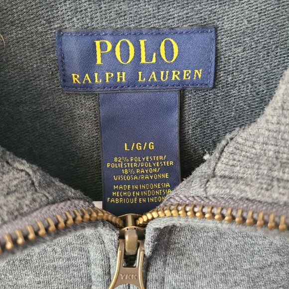 Polo Ralph Lauren US Men's Size L Gray Quarter Zip Stretch Long Sleeve Pullover - Picture 6 of 9